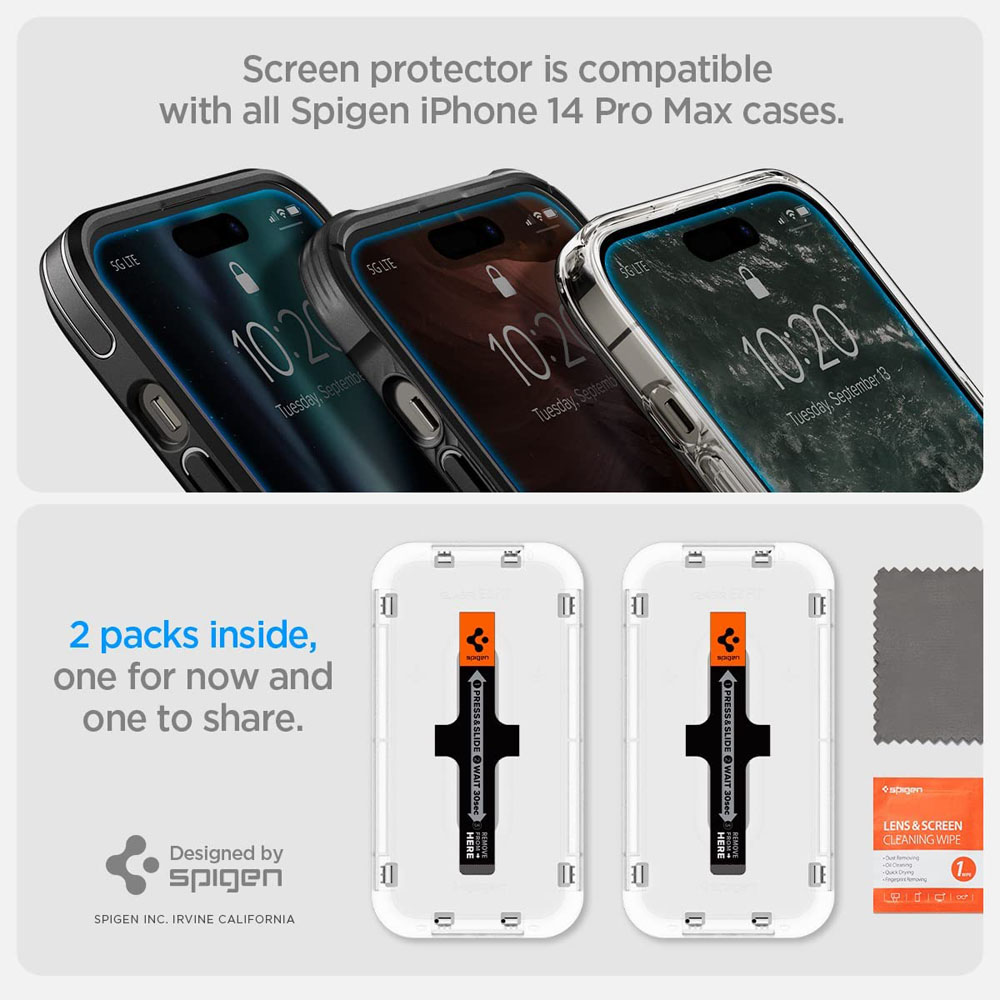 Protector de pantalla para iPhone 14 PRO MAX (paquete de 2) con kit de  instalación fácil de alinear automáticamente, vidrio templado para iPhone  14