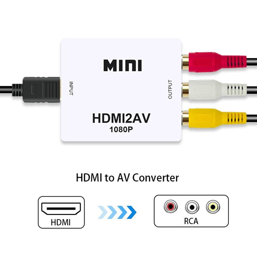 Adaptador Convertidor HDMI a RCA AV 1080p HD PAL/NTSC